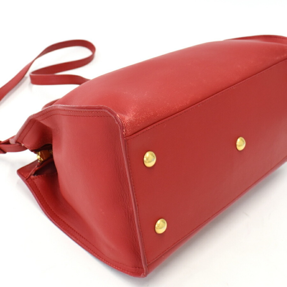 Saint Laurent Cabas Y Line Handbag Shoulder Bag Red Leather PARIS - Picture 6 of 9
